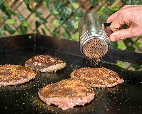 Blackstone 5072 10 Oz Stainless Steel Handle 2 Pack Versatile Dredge Shaker with Lid for Sugar, Cinnamon, Pepper, Salt, Seasonings, Spice Can Container Tins for Home, Café, Restaurant