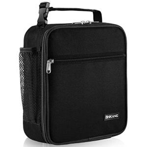 lunch box insulated lunch bag – durable small lunch bag reusable adults tote bag lunch box for adult men women (black)