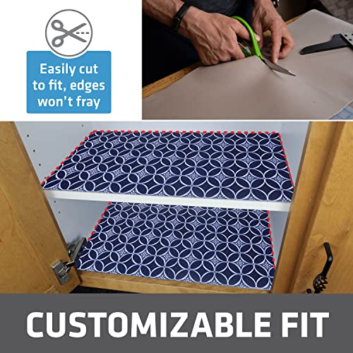 Drymate Premium Luxury Shelf & Drawer Liner, Thick Cushioned Fabric, Non-Adhesive, Absorbent, Waterproof, Slip-Resistant, Liners for Kitchen Cabinets, Cupboards (USA Made)(12”x59”)(2-Pack)(Indigo)