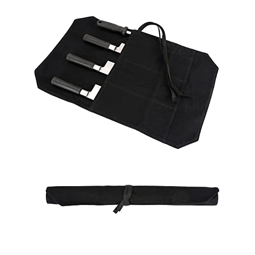 HERSENT Knife Roll, Chef's Knife Roll Bag, Portable Knife Bag, Travel Chef Knife Case Carrier Storage Bag with 4 Slots, Knife Pouch for Chef or Culinary Enthusiasts Men Women,Butcher Knife Roll Bag