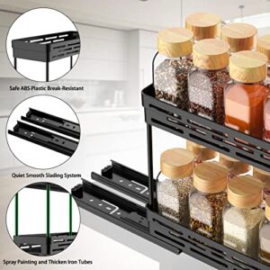 2 Packs Pull Out Spice Rack Organizer for Cabinet, Durable Slide Out Spice Racks Organizer, Easy to Install Spice Cabinet Organizers, 4.33''Wx10.43''Dx7.87'H, 2 Tier - Each Tier Can Hold 10 Spice Jars