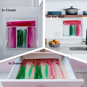 BTYEEUYI Ziplock Bag Storage Organizer For Kitchen Drawer, Super Clear Baggie Organizer, Sandwich Bag Organizer Acrylic Food Bags Dispenser, Easy to Refill And Take out, Fits Ziplock Bag, Hefty