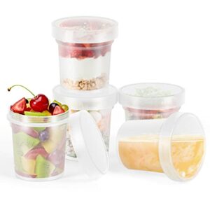 glcon [16 oz 5 pack twist cap food soup storage containers with lids reusable freezer containers for food with screw on lids, freezer container leak proof, airtight bpa free