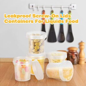 GLCON [16 Oz 5 Pack Twist Cap Food Soup Storage Containers with Lids Reusable Freezer Containers for Food with Screw On Lids, Freezer Container Leak Proof, Airtight BPA Free