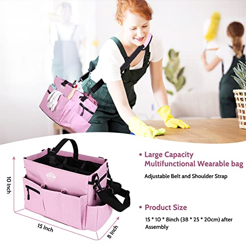 Noelen Gad Large Wearable Cleaning Caddy Bags with Handle and Shoulder and Waist Straps,for Cleaning Supplies,for Furniture Storage,Car Organizer