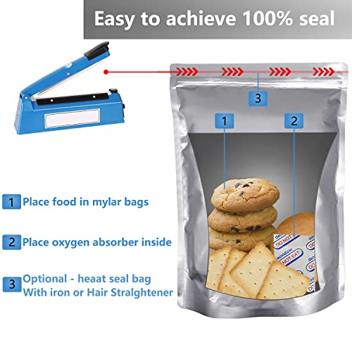 10 PCS 5 Gallon Mylar Bags For Food Storage, Mylar Bags With Oxygen Absorbers - 2500CC×10 PCS (10x PCS of 1), Large Aluminum Mylar Bags - 26"x17"