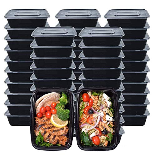 Meal Prep Container, 50 Pack (750ML/ 26 OZ) Food Storage Containers with Lids, Disposable Bento Box Reusable Plastic Lunch Box Kitchen Food Take-Out Box Microwave/Dishwasher/Freezer Safe