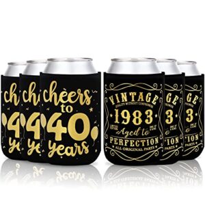 cheers to 40 years can sleeves vintage 1983 40th birthday party decorations for men supplies can cover sleeves black and gold neoprene sleeves for soda can beverage set of 12