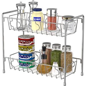 SimpleHouseware 2-Tier Spice Rack Kitchen Organizer Countertop Shelf, Chrome