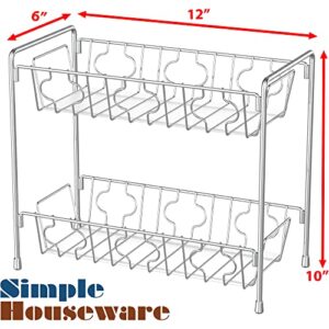 SimpleHouseware 2-Tier Spice Rack Kitchen Organizer Countertop Shelf, Chrome