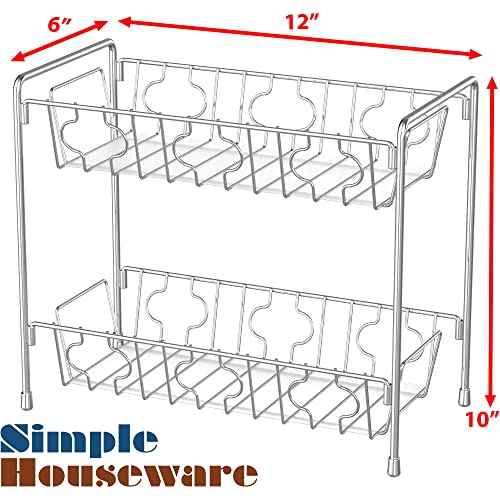 SimpleHouseware 2-Tier Spice Rack Kitchen Organizer Countertop Shelf, Chrome