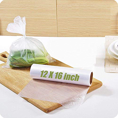 Plastic Produce Bag Roll 12 X 16 inch, Vegetable Food Bread and Grocery Clear Bag, 350 Bags/Roll (1)