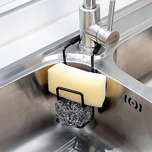 Fusiontec Sink Caddy Sink Sponge Holder - Faucet Rack Shower Tray - Kitchen and Bathroom Metal Organizer Hanging Fix Around Faucet