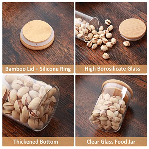 SOLEDI Glass Jars Set of 4.2OZ 16 Pieces, Spice Jars with Bamboo Lids, Pantry Glass Storage Jars with Labels, storage jars for Kitchen, Excellent Storage Container, Candy Jar for Seasonings