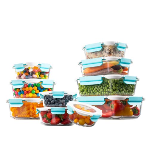 EATNEAT 10-Pack Glass Food Storage Containers with Airtight Locking Lids - Oven to Table to Freezer Deluxe Containers, Meal Prep Reusable Lunch Containers for Adults, Wedding Gift