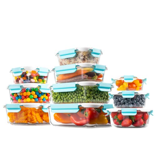 EATNEAT 10-Pack Glass Food Storage Containers with Airtight Locking Lids - Oven to Table to Freezer Deluxe Containers, Meal Prep Reusable Lunch Containers for Adults, Wedding Gift