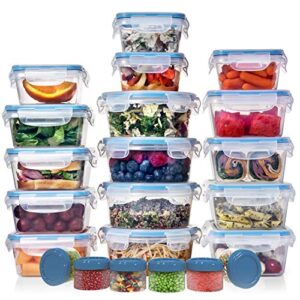 shazo 44pcs food storage containers with lids, huge set, plastic food containers with lids for kitchen organization, airtight leak proof, meal prep, easy snap lock lunch box, bpa-free storage container