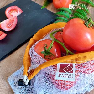 Naturally Sensible Reusable Produce Bags | Sturdy Mesh Grocery Tote (5 Bag Set)