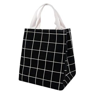 daixers lunch bag insulated lunch box for women men kids,reusable adult lunch tote bags for school, work or travel (black plaid)