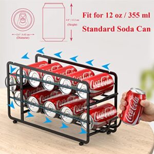 CANYAVE Soda Can Organizer Storage Rack, 2 Pack Stackable Beverage Soda Can Dispenser Organizer Holder for Refrigerator, Cabinet, Pantry (Black)