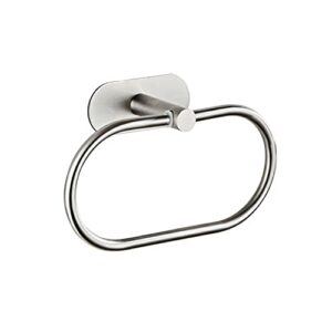 Self Adhesive Towel Ring for Bathroom Stainless Steel Adhesive Hand Towel Holder No Drilling Modern Hand Towel Hanger Stick on Wall Brushed Nickel