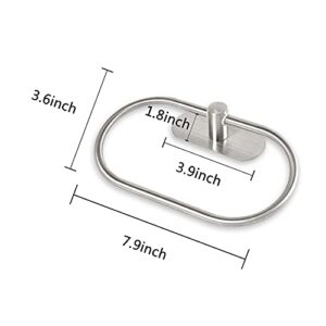 Self Adhesive Towel Ring for Bathroom Stainless Steel Adhesive Hand Towel Holder No Drilling Modern Hand Towel Hanger Stick on Wall Brushed Nickel