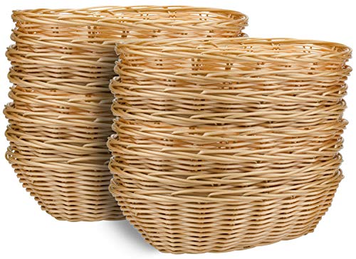 Yesland 16 Pack Plastic Oval Basket, Food Storage Basket & Fruit Basket, 8-3/4 x 6-1/4 x 2-3/4 Inches Basket Bin for Kitchen, Restaurant, Centerpiece Display