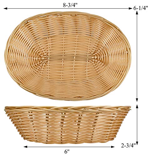 Yesland 16 Pack Plastic Oval Basket, Food Storage Basket & Fruit Basket, 8-3/4 x 6-1/4 x 2-3/4 Inches Basket Bin for Kitchen, Restaurant, Centerpiece Display