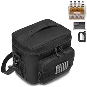 DBTAC Tactical Lunch Bag, Insulated Lunch Box for Men Women Adult | Durable School Lunch Pail for Teens | Leakproof Lunch Cooler Tote for Work Office Travel | Soft Easy To Clean Liner x2, Black