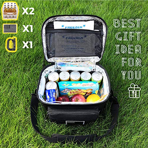 DBTAC Tactical Lunch Bag, Insulated Lunch Box for Men Women Adult | Durable School Lunch Pail for Teens | Leakproof Lunch Cooler Tote for Work Office Travel | Soft Easy To Clean Liner x2, Black