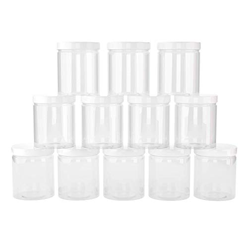 6 oz Plastic Jars with Lids (12 pack) - Clear Empty Containers for Body Lotions, Creams, Butters - Great for Storage and Organization of Crafts, Teas, and Spices