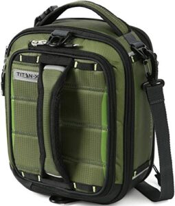arctic zone titan x fridge cold dual compartment expandable insulated lunch pack with 3x 250g high performance ice walls, olive green