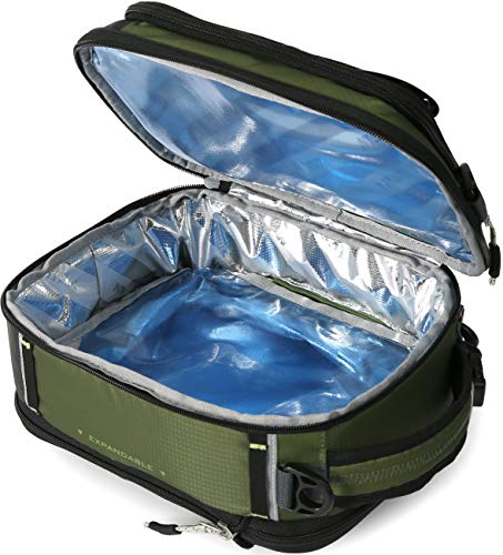 Arctic Zone Titan X Fridge Cold Dual Compartment Expandable Insulated Lunch Pack with 3X 250g High Performance Ice Walls, Olive Green