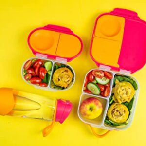 b.box Snackbox for Toddlers, Kids | Mini bento box, Lunch box | Leak Proof, 2 Compartments | BPA free, Dishwasher safe, Freezer safe (Strawberry Shake, 12 fl oz capacity)