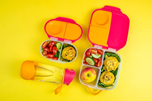 b.box Snackbox for Toddlers, Kids | Mini bento box, Lunch box | Leak Proof, 2 Compartments | BPA free, Dishwasher safe, Freezer safe (Strawberry Shake, 12 fl oz capacity)