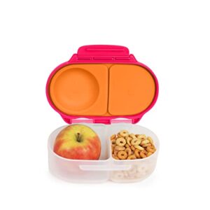 b.box snackbox for toddlers, kids | mini bento box, lunch box | leak proof, 2 compartments | bpa free, dishwasher safe, freezer safe (strawberry shake, 12 fl oz capacity)