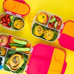 b.box Snackbox for Toddlers, Kids | Mini bento box, Lunch box | Leak Proof, 2 Compartments | BPA free, Dishwasher safe, Freezer safe (Strawberry Shake, 12 fl oz capacity)