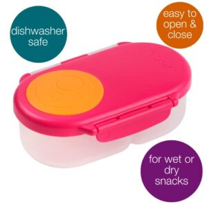 b.box Snackbox for Toddlers, Kids | Mini bento box, Lunch box | Leak Proof, 2 Compartments | BPA free, Dishwasher safe, Freezer safe (Strawberry Shake, 12 fl oz capacity)