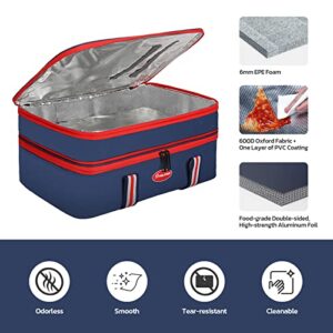 Maelstrom Insulated Casserole Carrier For Hot or Cold Food,Expandable L Tasagna Lugger Tote,Collapsible Leakproof Large Food Buds,Portable Tote For Party,Picnic,Camping,Blue