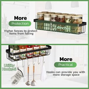 Warome Magnetic Spice Rack, 4 Pack Magnetic Shelf for Refrigerator, Magnetic Fridge Organizer with Super Strong Magnetic, Kitchen Organization and Storage, Metal Seasoning Organizer with Utility Hooks