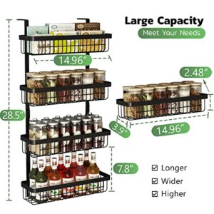 Warome Magnetic Spice Rack, 4 Pack Magnetic Shelf for Refrigerator, Magnetic Fridge Organizer with Super Strong Magnetic, Kitchen Organization and Storage, Metal Seasoning Organizer with Utility Hooks