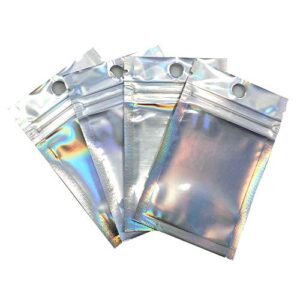 200 Pcs Clear Front Resealable Heat Sealable Foil Bags with Hang Hole 2.3x3.9 inch (Inner 1.9x2.5 inch) for Zip Bulk Food Storage Lock Bag Reclosable Airtight Heat Seal Pouch Zipper Lock Packaging