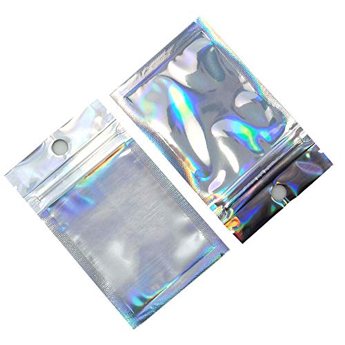 200 Pcs Clear Front Resealable Heat Sealable Foil Bags with Hang Hole 2.3x3.9 inch (Inner 1.9x2.5 inch) for Zip Bulk Food Storage Lock Bag Reclosable Airtight Heat Seal Pouch Zipper Lock Packaging