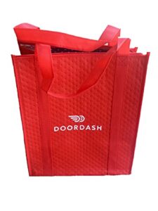 doordash red insulated large shopping tote for groceries food delivery driver bag