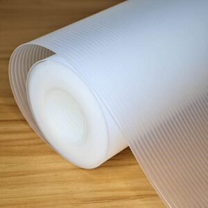 hersvin shelf liners 24 in x 20 ft eva drawer mats, non-adhesive cupboard pad, kitchen cabinet lining fridge cushion (transparent stripe, 61x610cm)