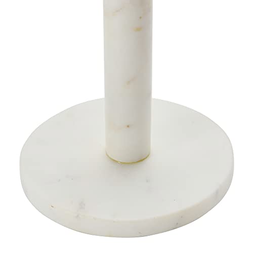 Bloomingville Modern Marble Paper Towel Holder with Brass Accent Band, White