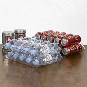 4 Pack Wide Water Bottle Storage Organizer, Soda Can Holder and Dispenser for Cabinets, Pantry, Refrigerator and Freezer