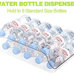 4 Pack Wide Water Bottle Storage Organizer, Soda Can Holder and Dispenser for Cabinets, Pantry, Refrigerator and Freezer