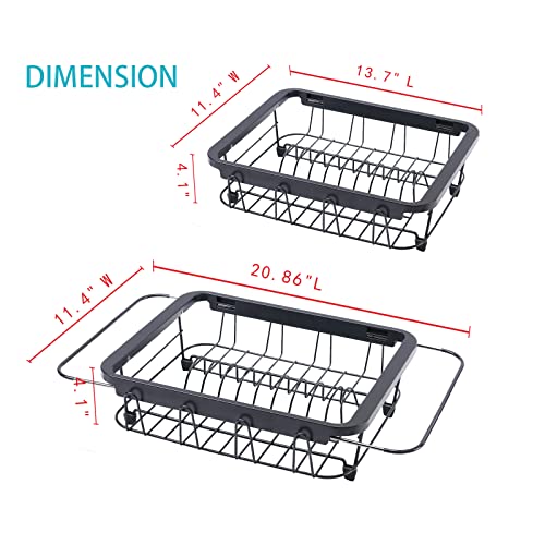 BRWINASLL Dish Rack in Sink Dish Drying Rack Rustproof Expandable Dish Rack Over with Untensil Holder Stainless Steel Sink Drying Rack for Kitchen Countertop