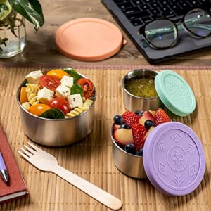 Everusely Stainless Steel Containers with Lids, Stainless Steel Food Containers with Lids, Stainless Steel Snack Containers for Kids, Stainless Steel Lunch Container, Metal Food Storage Containers